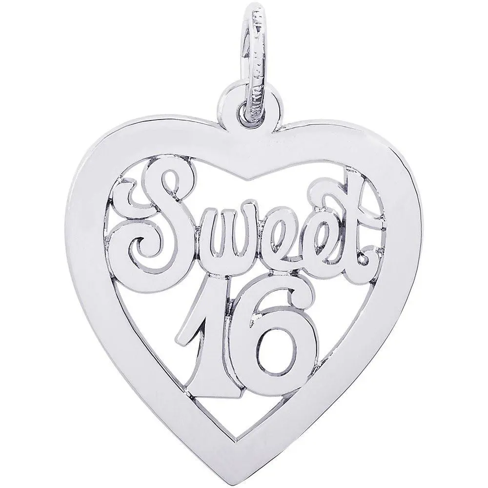 Sterling Silver Sweet Sixteen Open Heart Charm 1