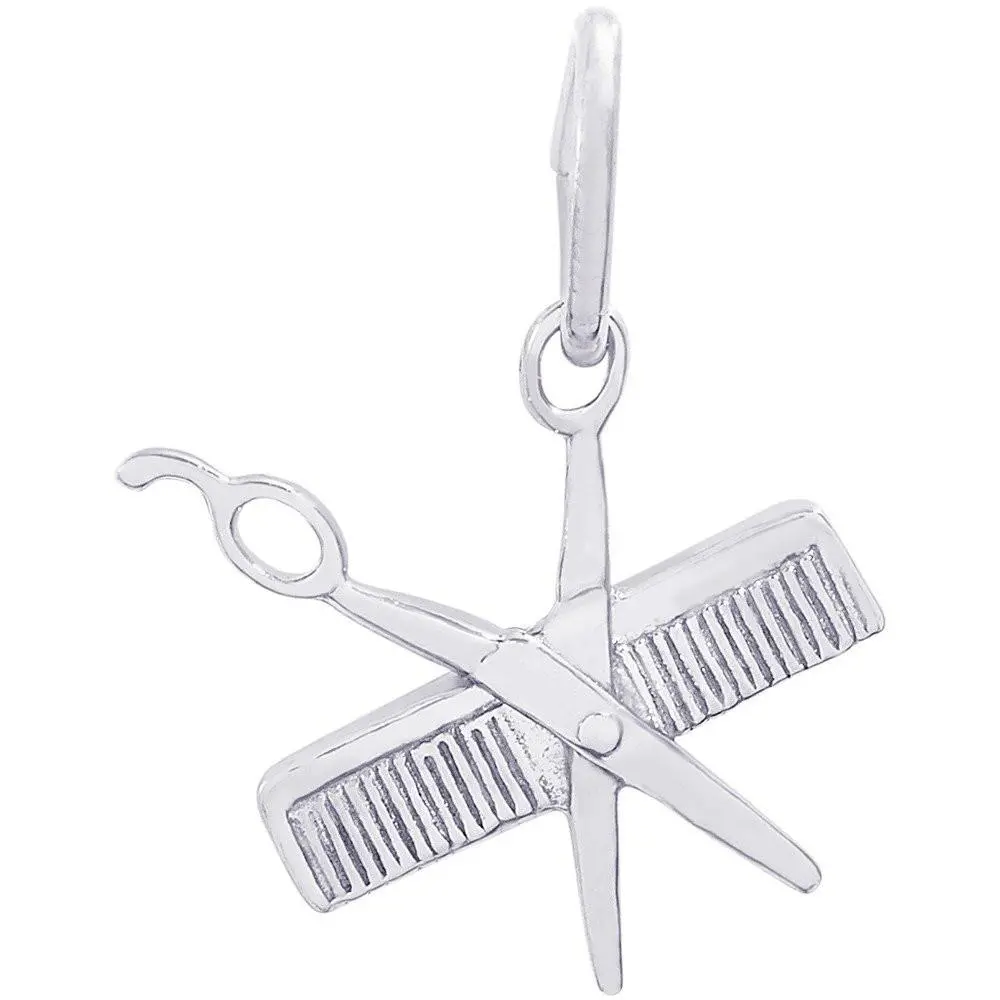 Sterling Silver Small Comb & Scissors Charm 1