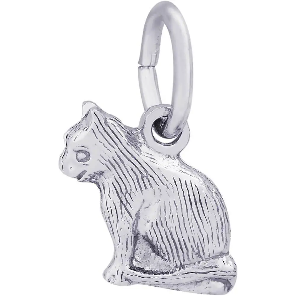 Sterling Silver Sitting Cat Accent Charm 1