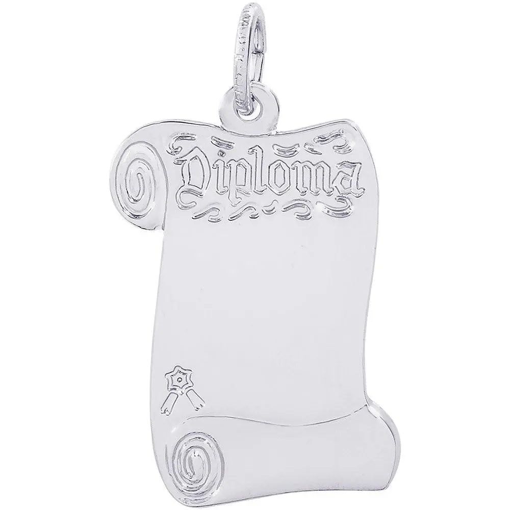Sterling Silver Blank Opened Diploma Charm 1