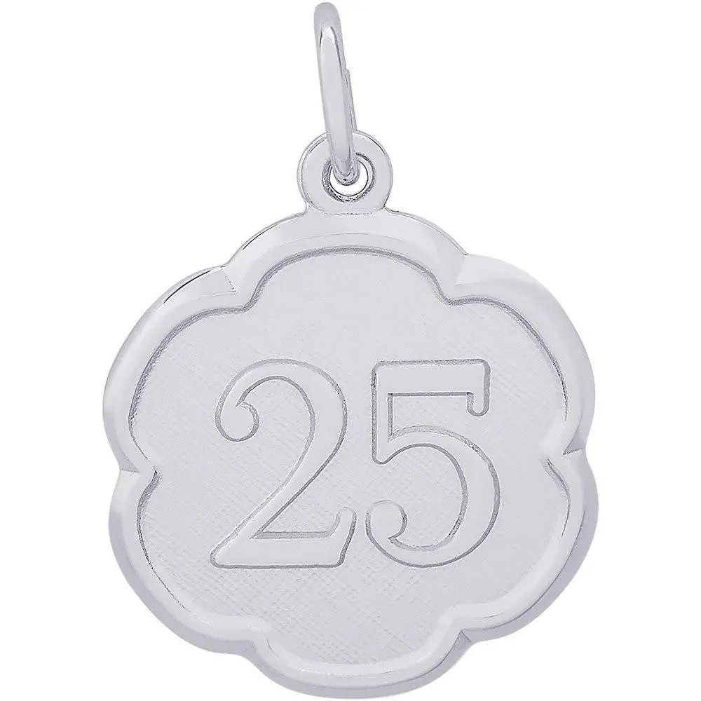 Sterling Silver Number Twenty Five Scalloped Disc Charm 1