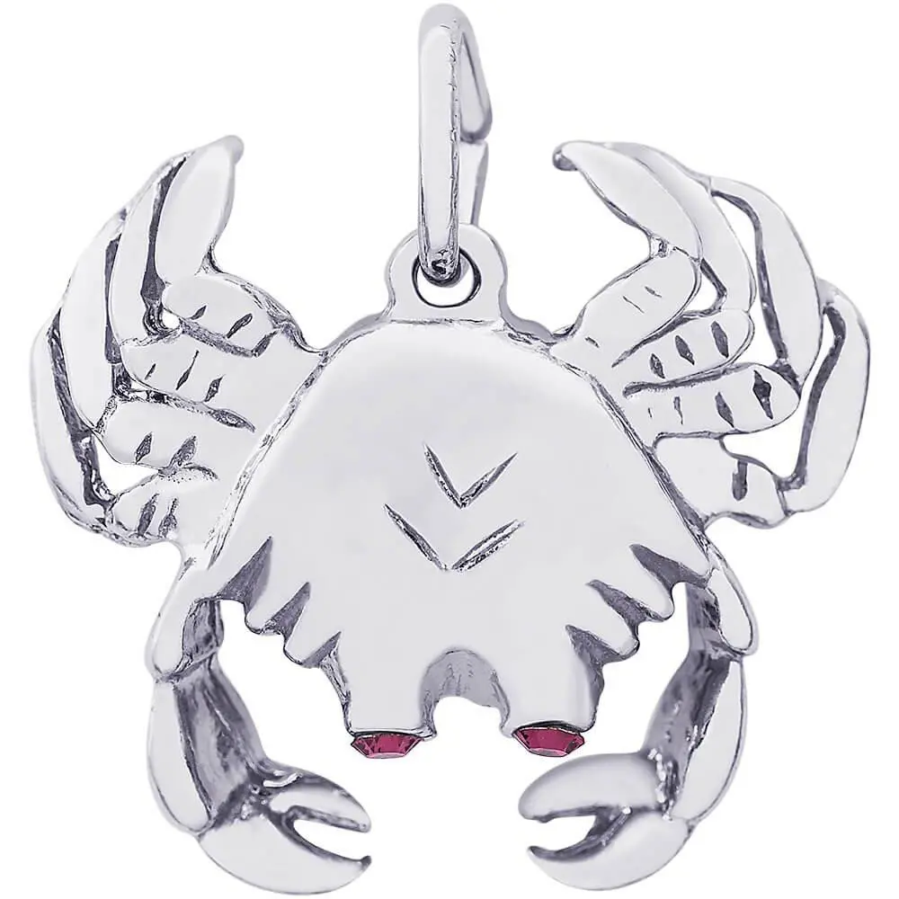 Sterling Silver Crab With Stones Charm 1