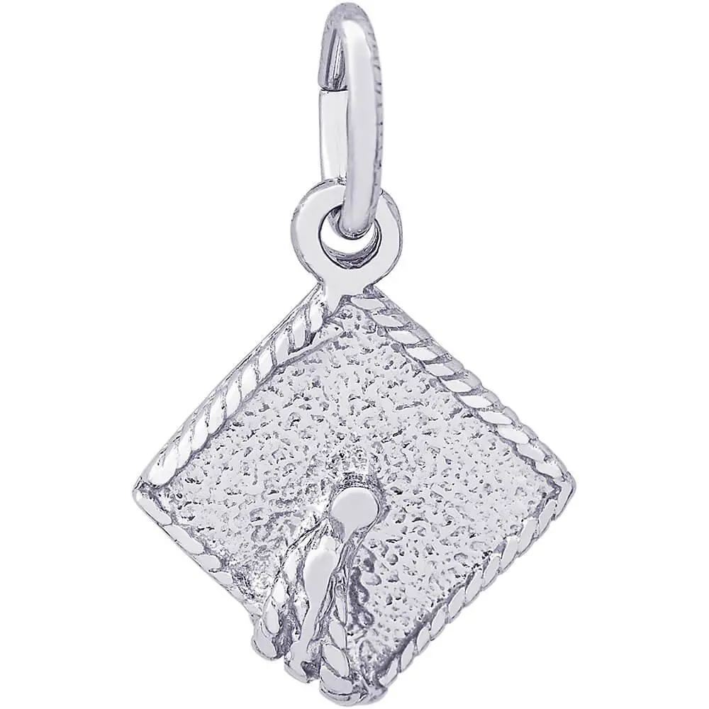 Sterling Silver Graduation Cap Accent Charm 1