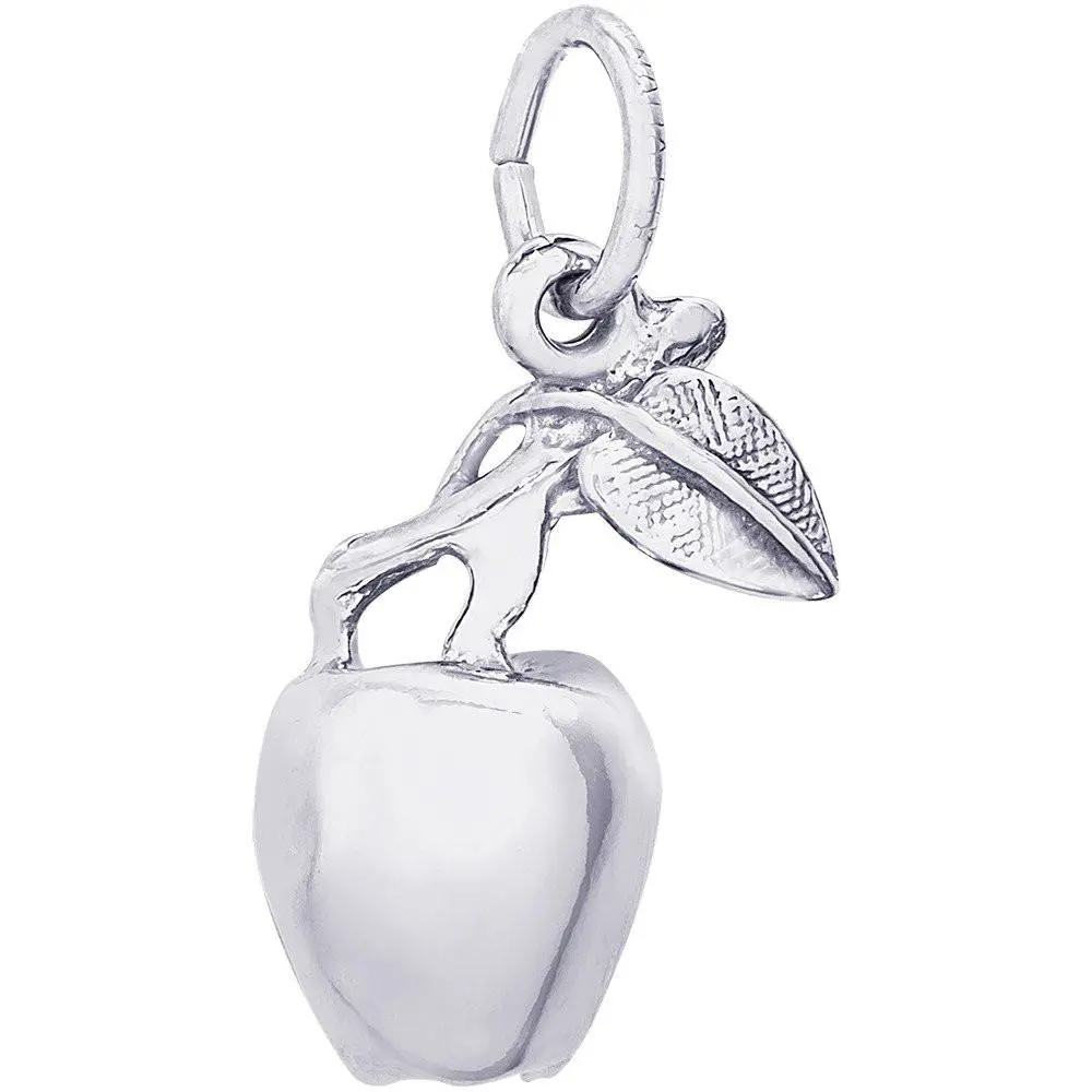 Sterling Silver Apple With Stem Charm 1