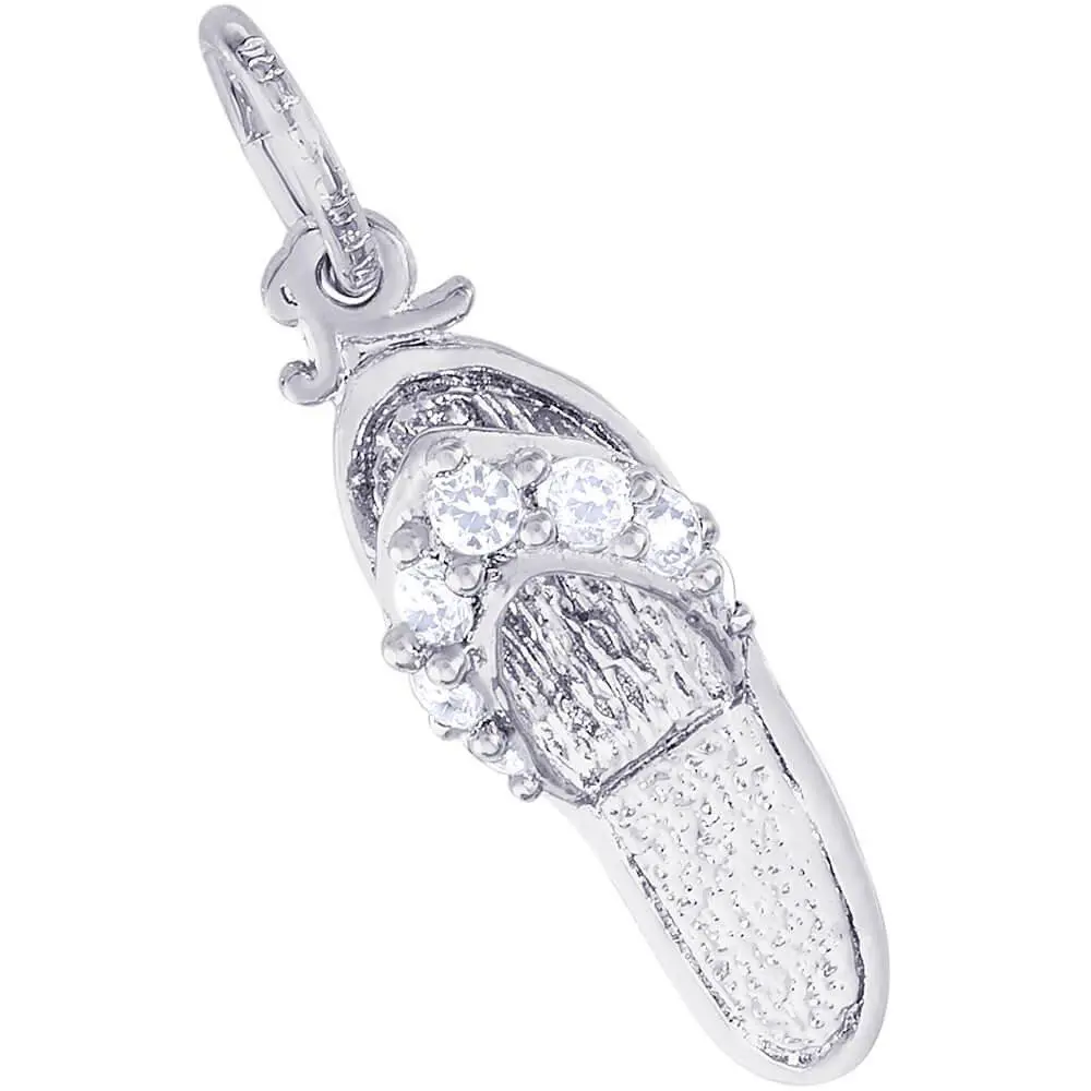 Sterling Silver Sandal With Stones Charm 1
