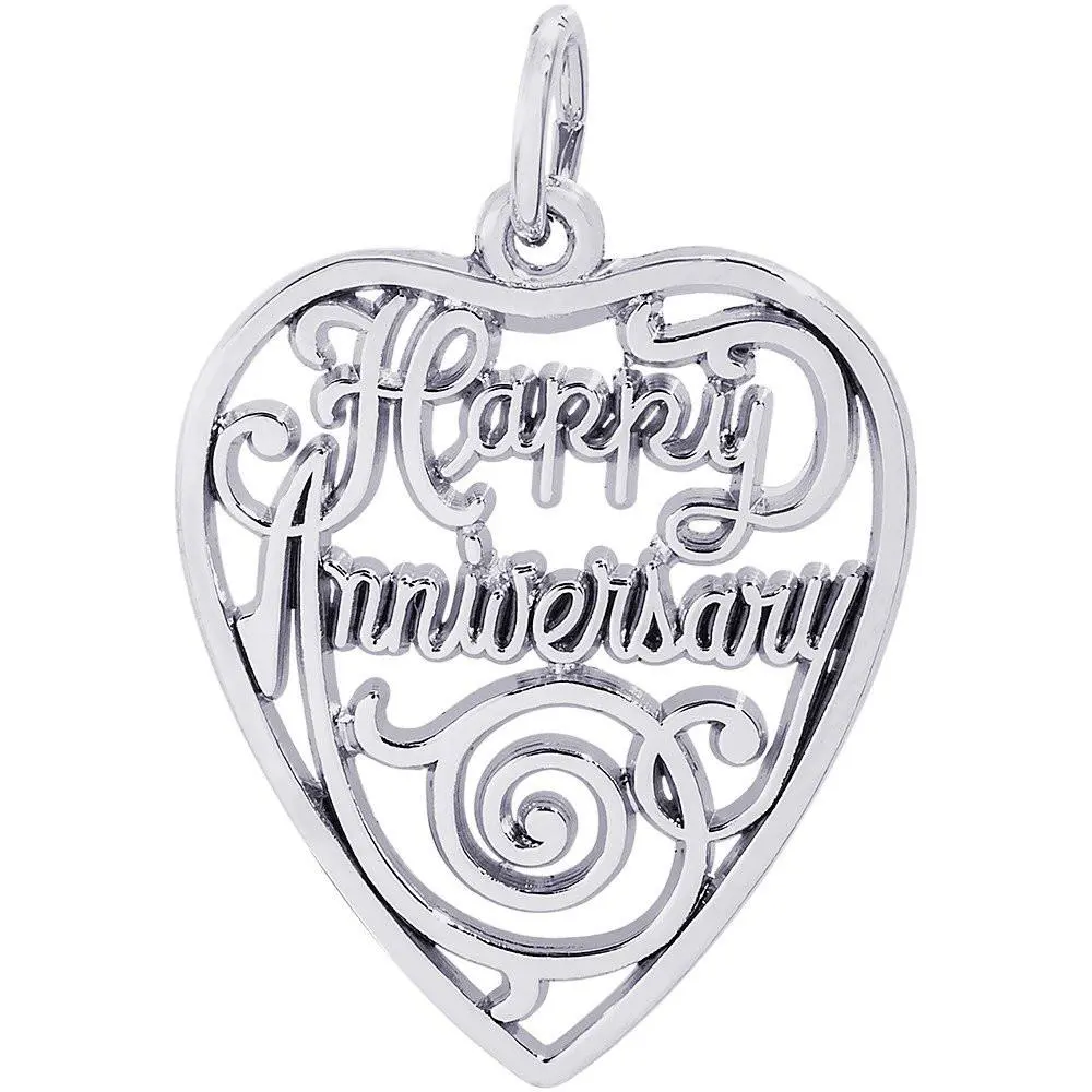 Sterling Silver Happy Anniversary Heart Charm 1