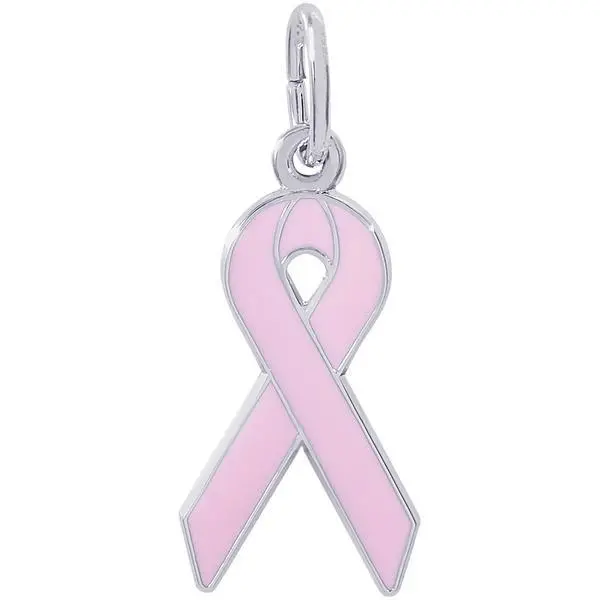 Sterling Silver Breast Cancer Awareness Ribbon Charm 1