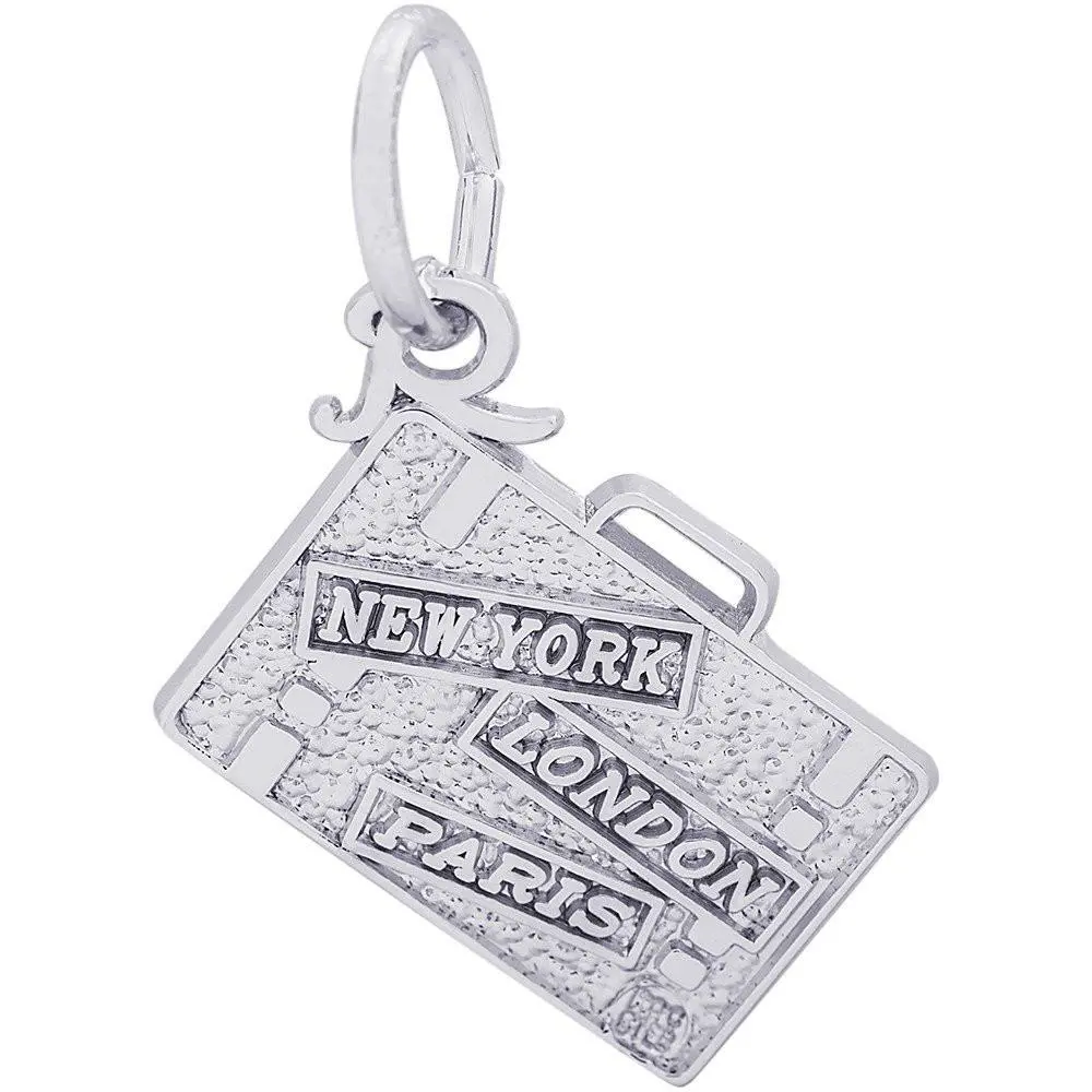 Sterling Silver New York, London, Paris, Suitcase Charm 1