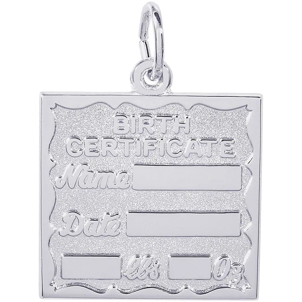 Sterling Silver Birth Certificate Charm 1