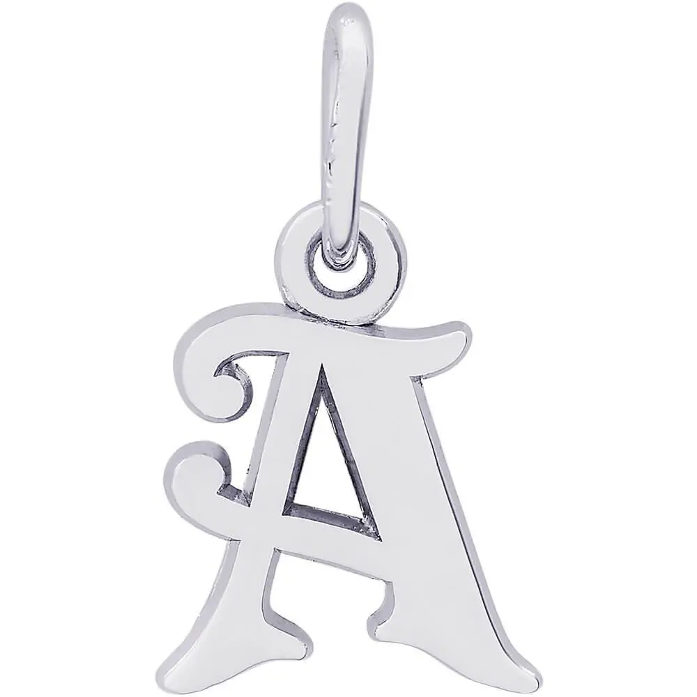 Sterling Silver Curly Initial A Accent Charm 1