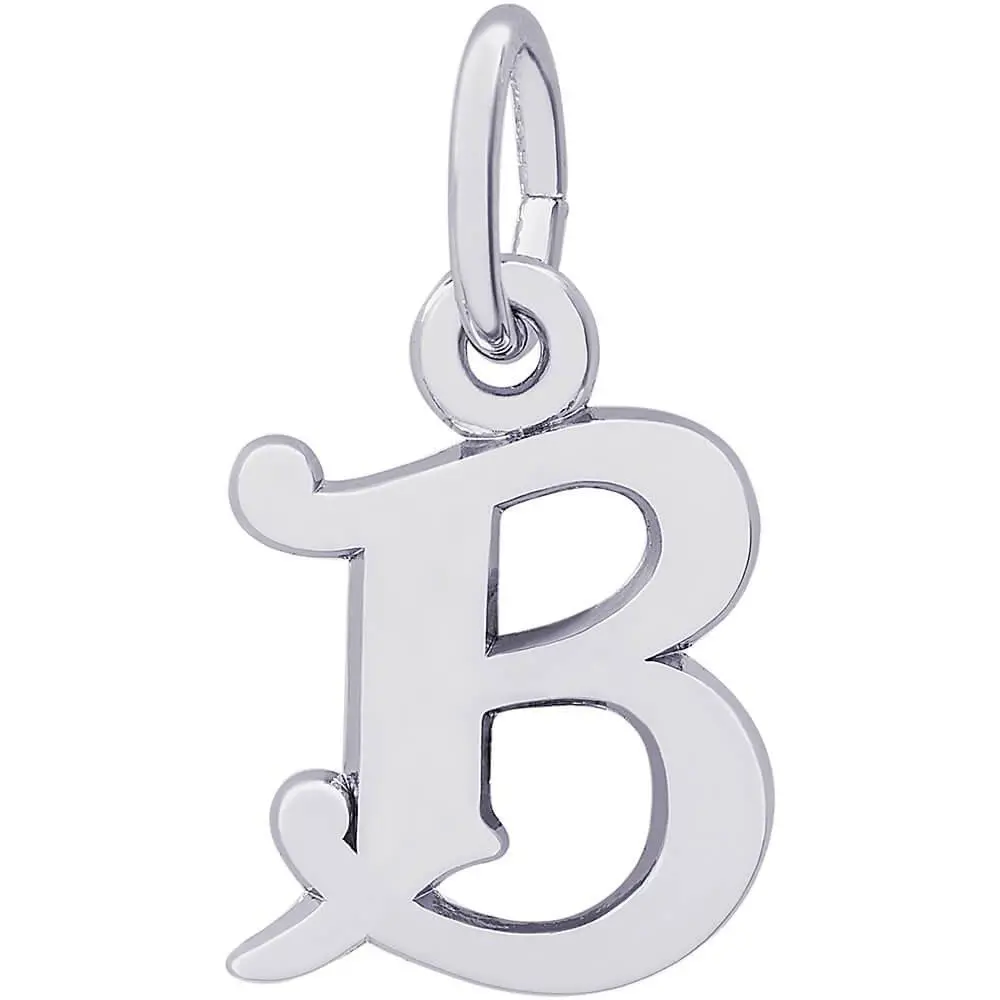 Sterling Silver Curly Initial B Accent Charm 1
