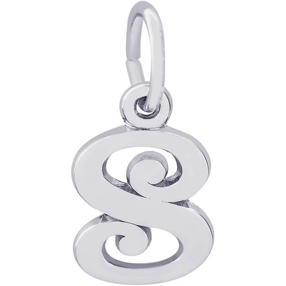 Sterling Silver Curly Initial S Accent Charm 1