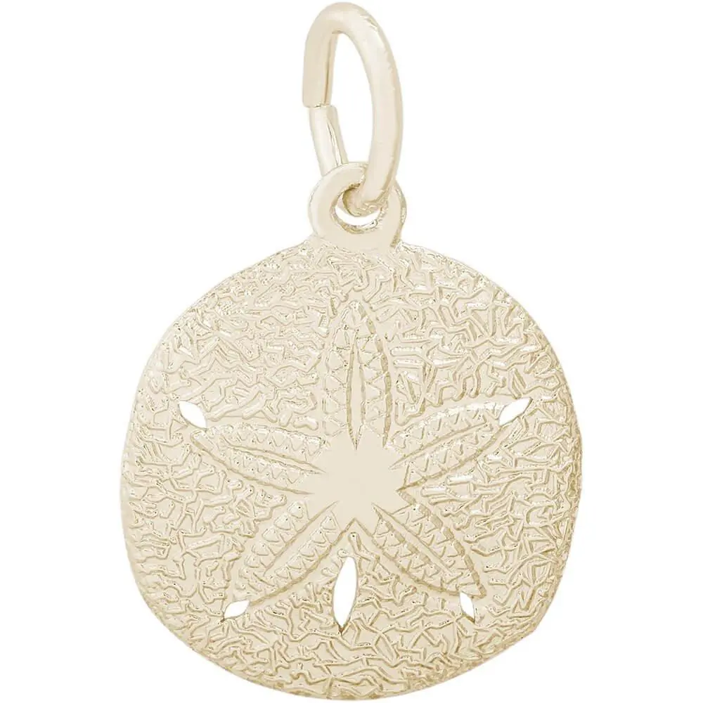 14K Yellow Gold Keyhole Sand Dollar Charm 1