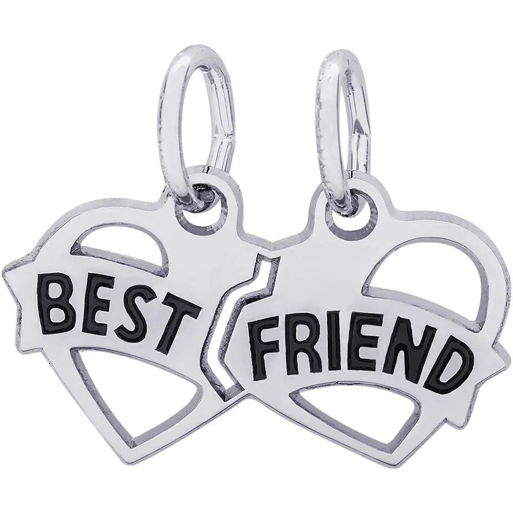 Sterling Silver Best Friends Hearts Charm 1