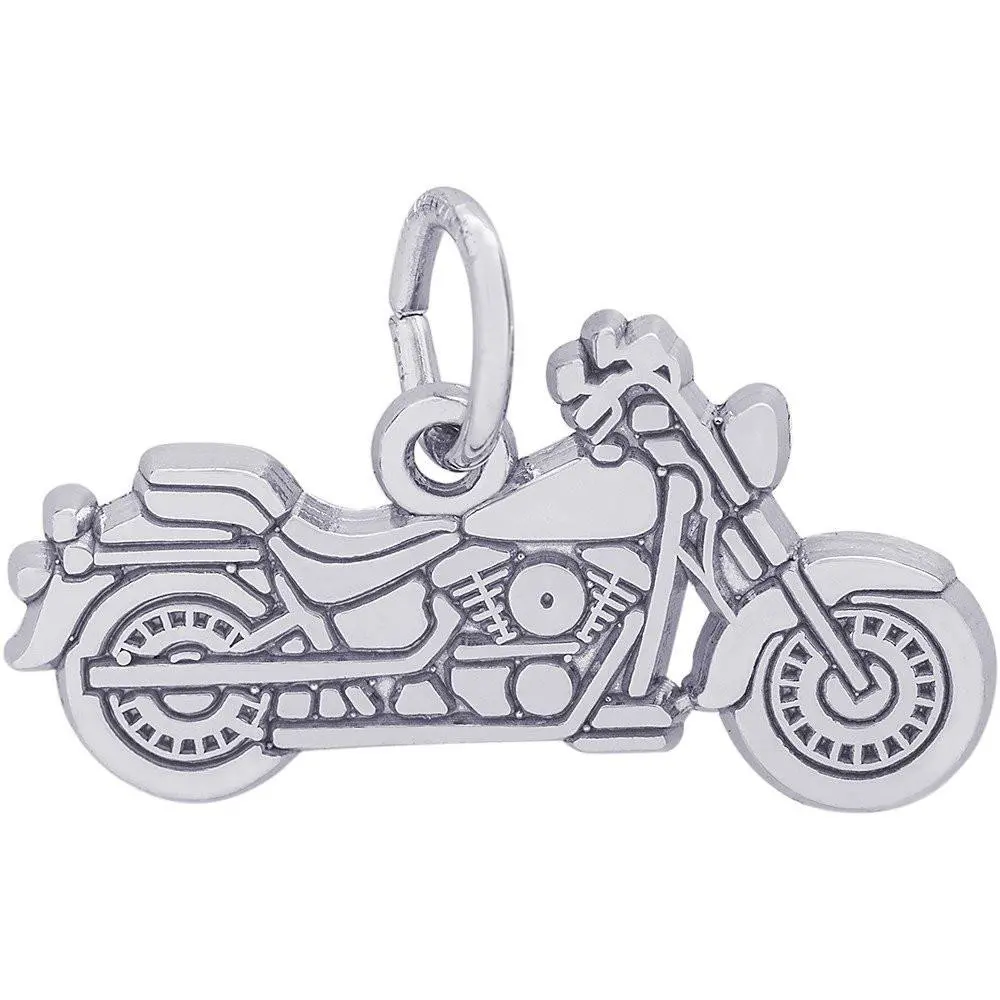 Sterling Silver Flat Motorcycle Charm 1