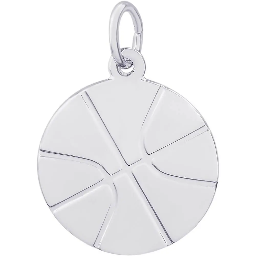 Sterling Silver Flat Basketball Charm 1