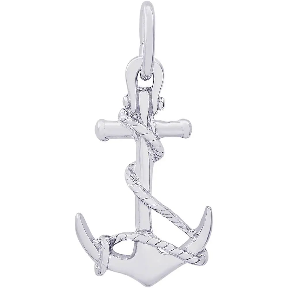 Sterling Silver Anchor With Rope Charm 1