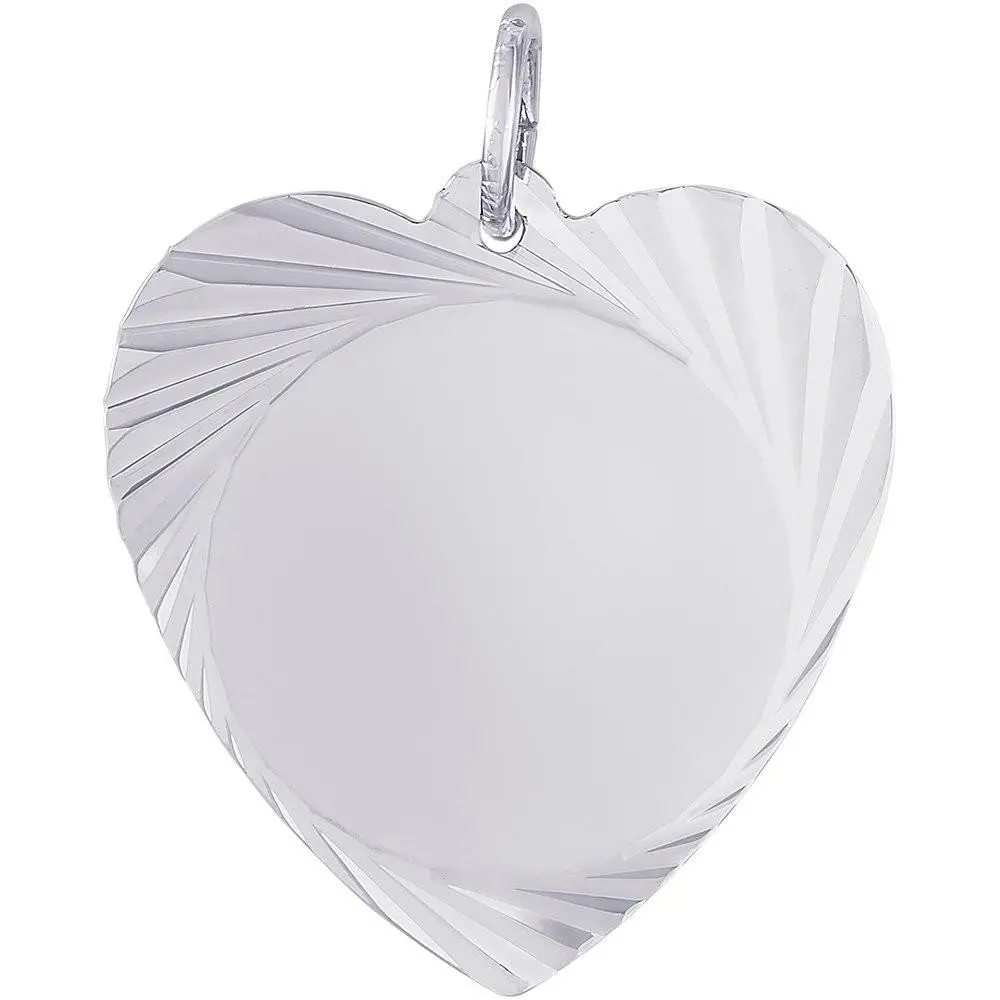 Sterling Silver Large Diamond Faceted Heart Charm 1