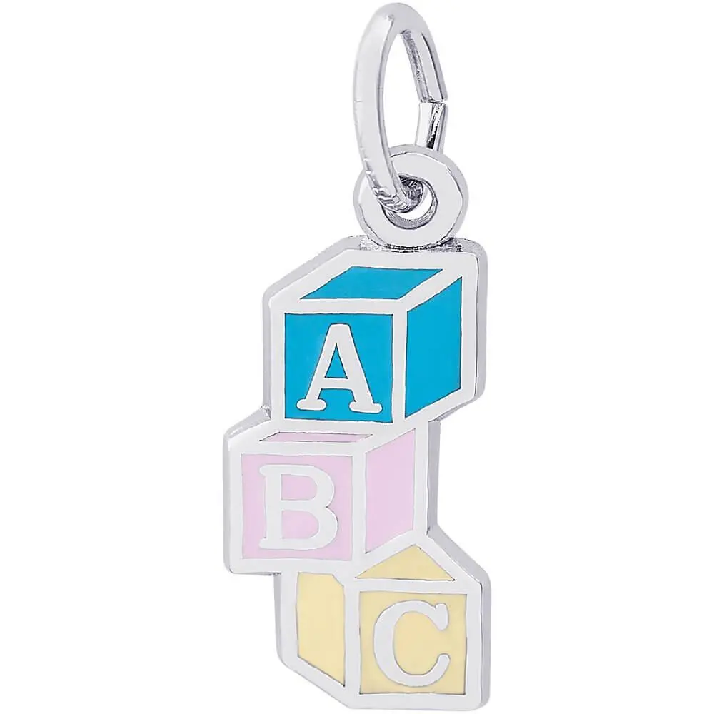 Sterling Silver Abc Baby Blocks Charm 1