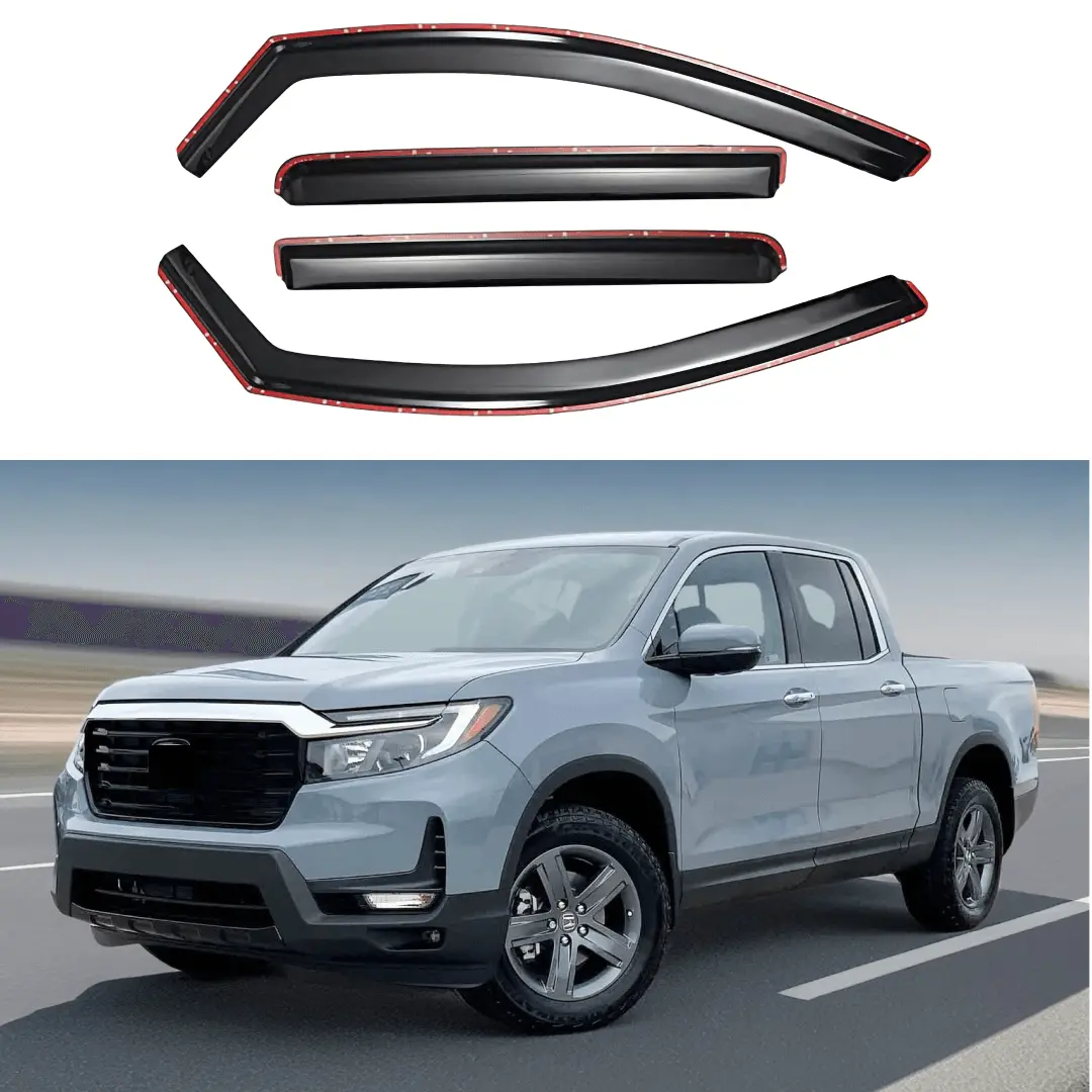 Fits Honda Ridgeline 2017-2025 In-Channel Rain Sun Guards Window Visor Shade Protector 1