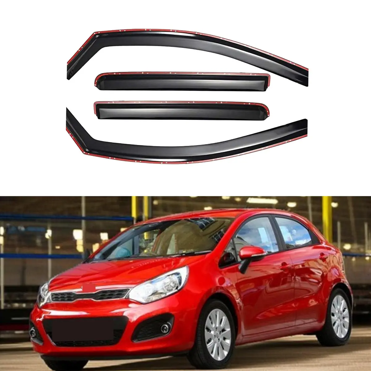 Fits 2018-2023 Rio Hatchback In-Channel Vent Window Visors Rain Sun Wind Guards Shade Deflectors 1