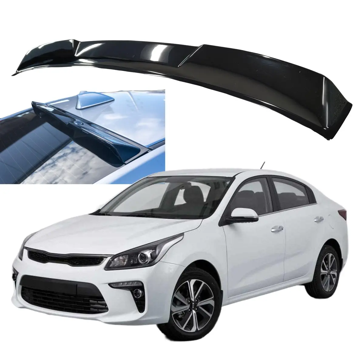 For Rio Sedan 2018-23 Rear Roof Window Visor Spoiler Wing Deflector 1