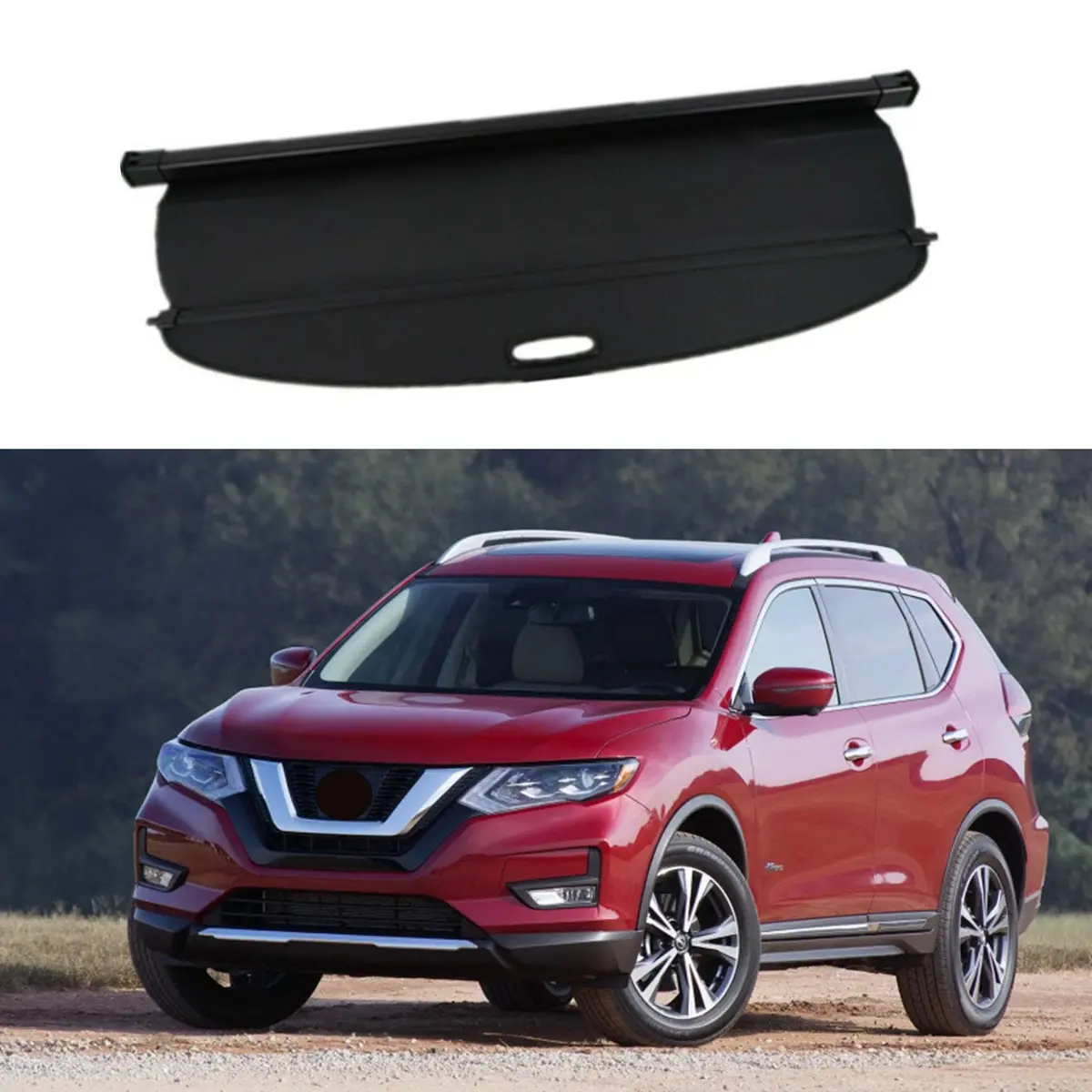 Fits 2014-2020 Nissan Rogue Luggage Rear Trunk Retractable Tonneau Cargo Cover (Black) 1