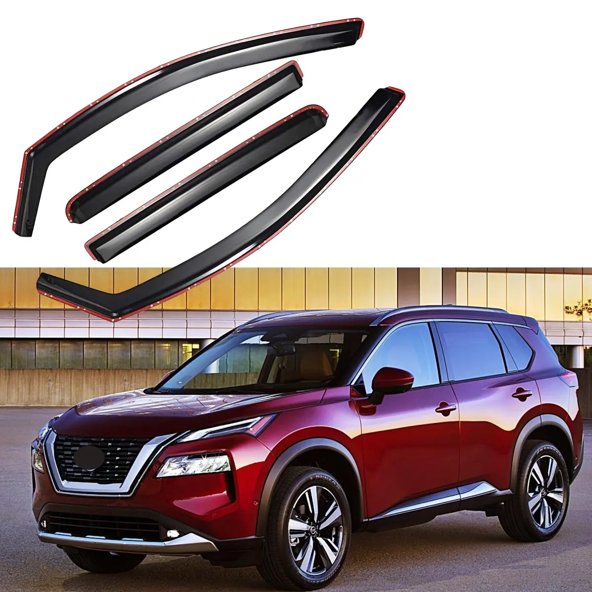 Fit 2021-2024 Nissan Rogue In-Channel Vent Window Visors Rain Sun Wind Guards Shade Deflectors 1