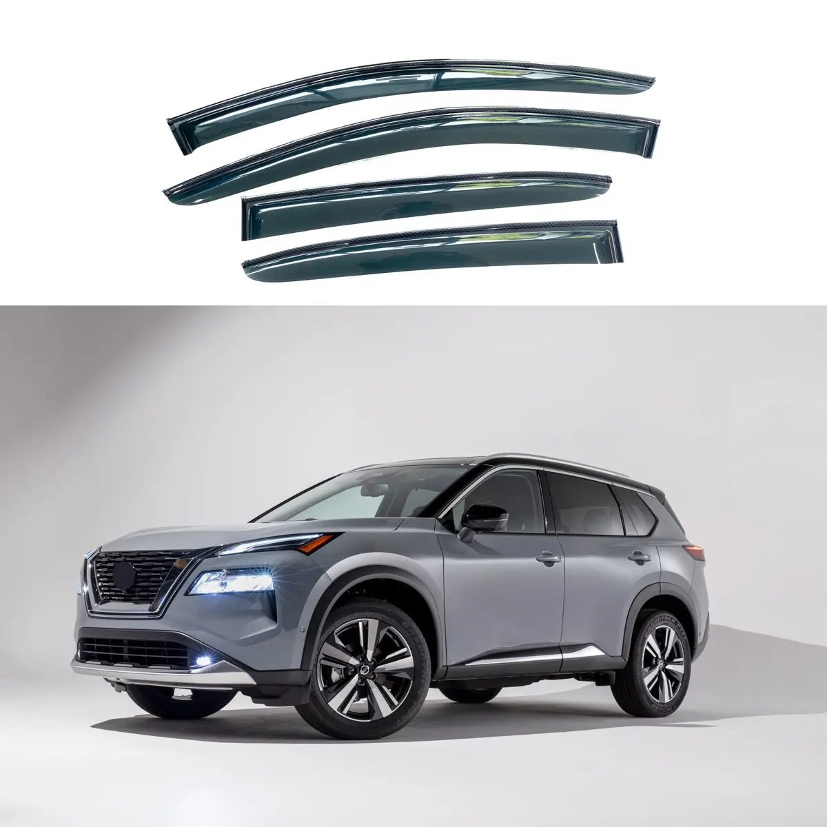 For Nissan Rogue 21-23 Window Visors Carbon Fiber Painted Trim Shade Deflectors 1