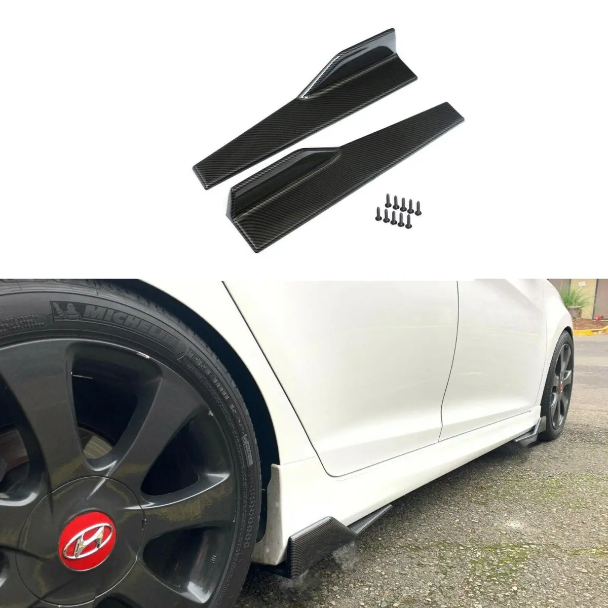 Fit 2005-2023 Audi A6 Side Skirts Spoiler Diffuser Wing (Carbon Fiber Style) 1