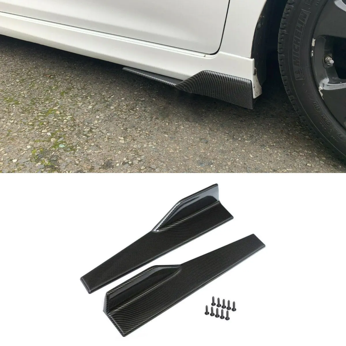 Fit 2008-2020 Ford Fusion Black Side Skirts Splitter Spoiler Diffuser Wings 1