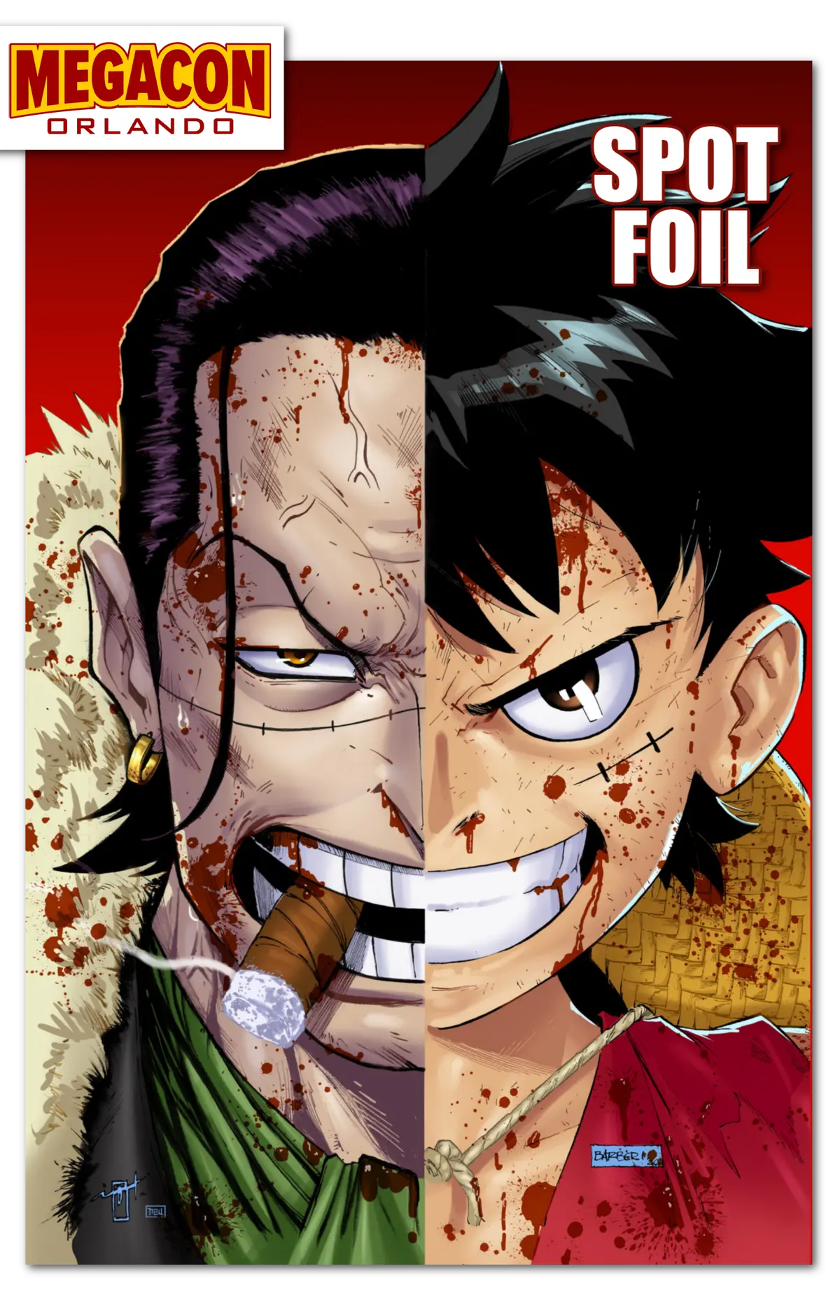 2026 Megacon Exclusive Croc/Luffy Bloody Spot Foil Jonathan Uribe & Carlo Barberi    /100 1
