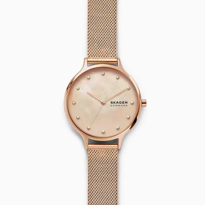 Anita Mother-Of-Pearl Rose-Tone Steel-Mesh Watch 1