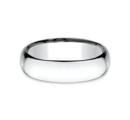 14K White Gold  6Mm Comfort Fit Wedding Band Size 10 1