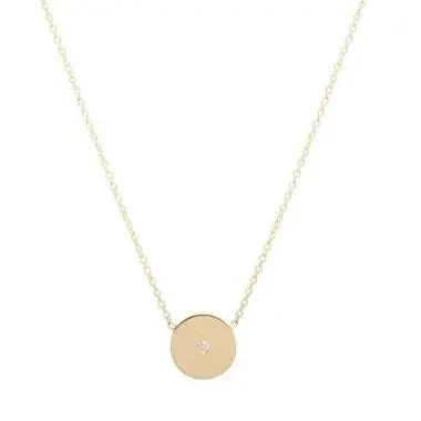 14K Yellow Gold Diamond Disc Necklace 1