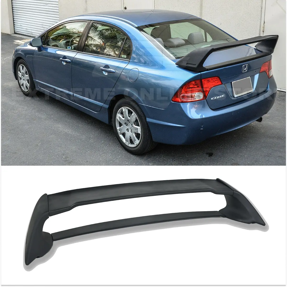 Fit 2006-2011 Honda Civic Sedan Mugen Rr Style Rear Spoiler (Primer Black) 1