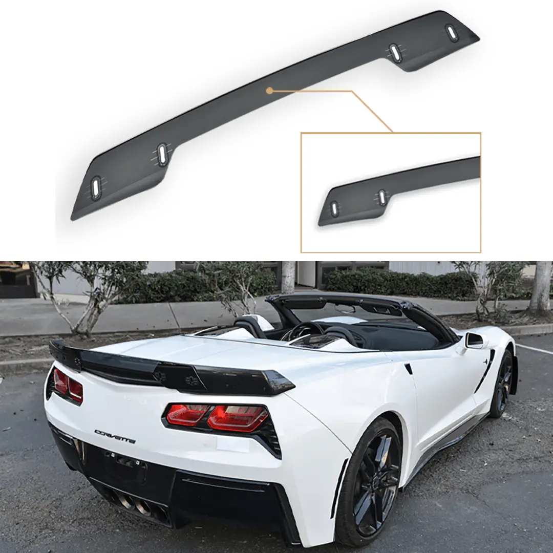 Fits Chevrolet Corvette C7 Dark Tinted Wick Bill Rear Spoiler Extension 1