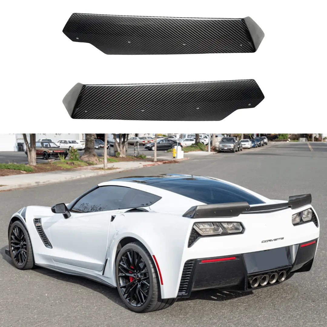 Fits Chevrolet Corvette C7 Carbon Fiber Rear Spoiler Side Winglets 1
