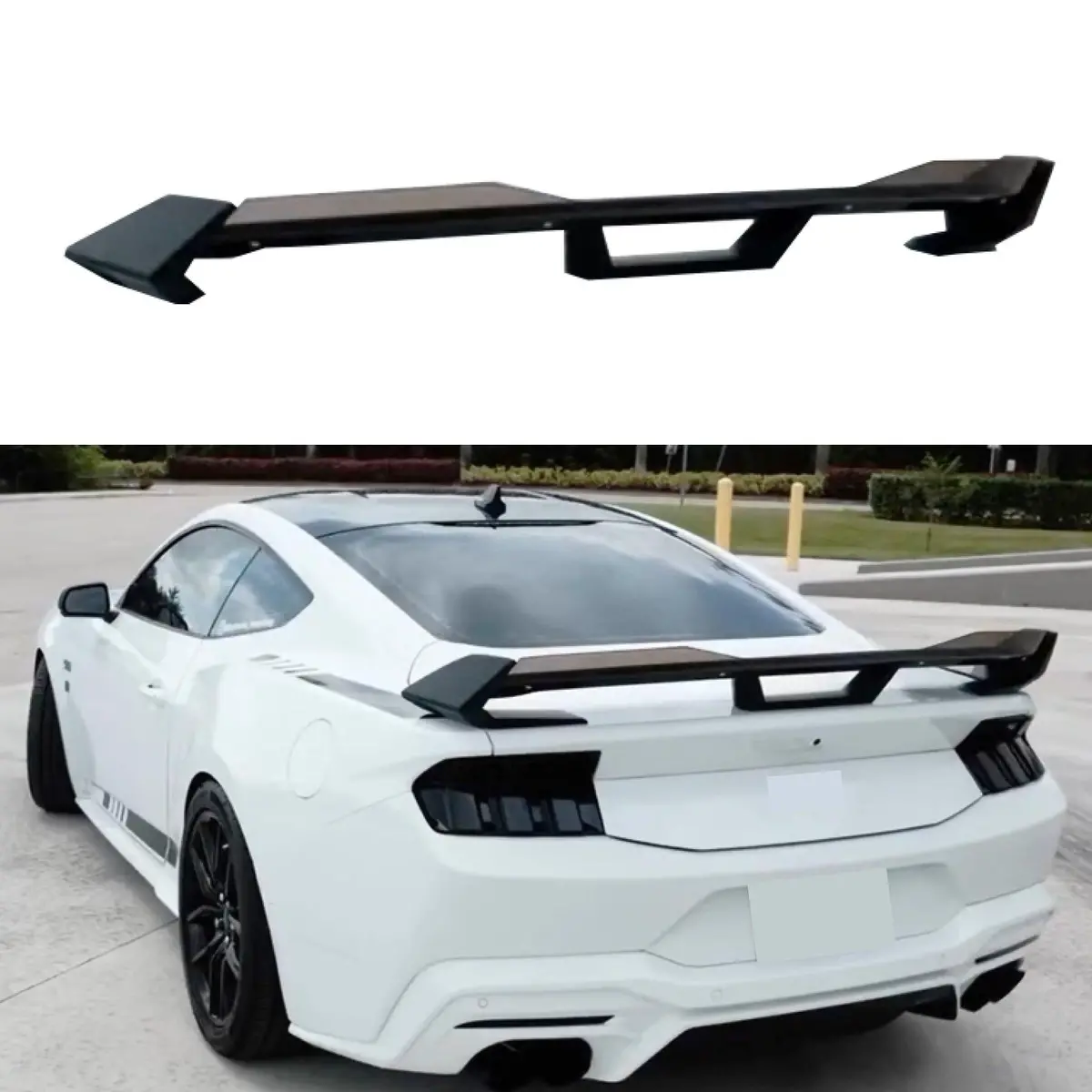Fit 2024-2025 Up Ford Mustang Dark Horse Style Rear Spoiler W/ Gurney Flap 1