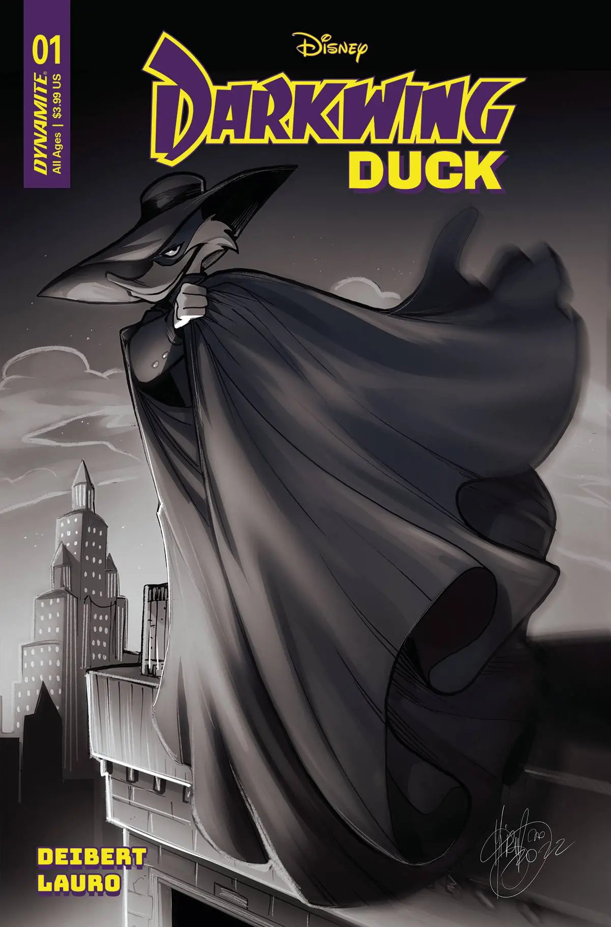 Darkwing Duck #1 Cvr Zg 10 Copy Foc Incv Andolfo B&W 1