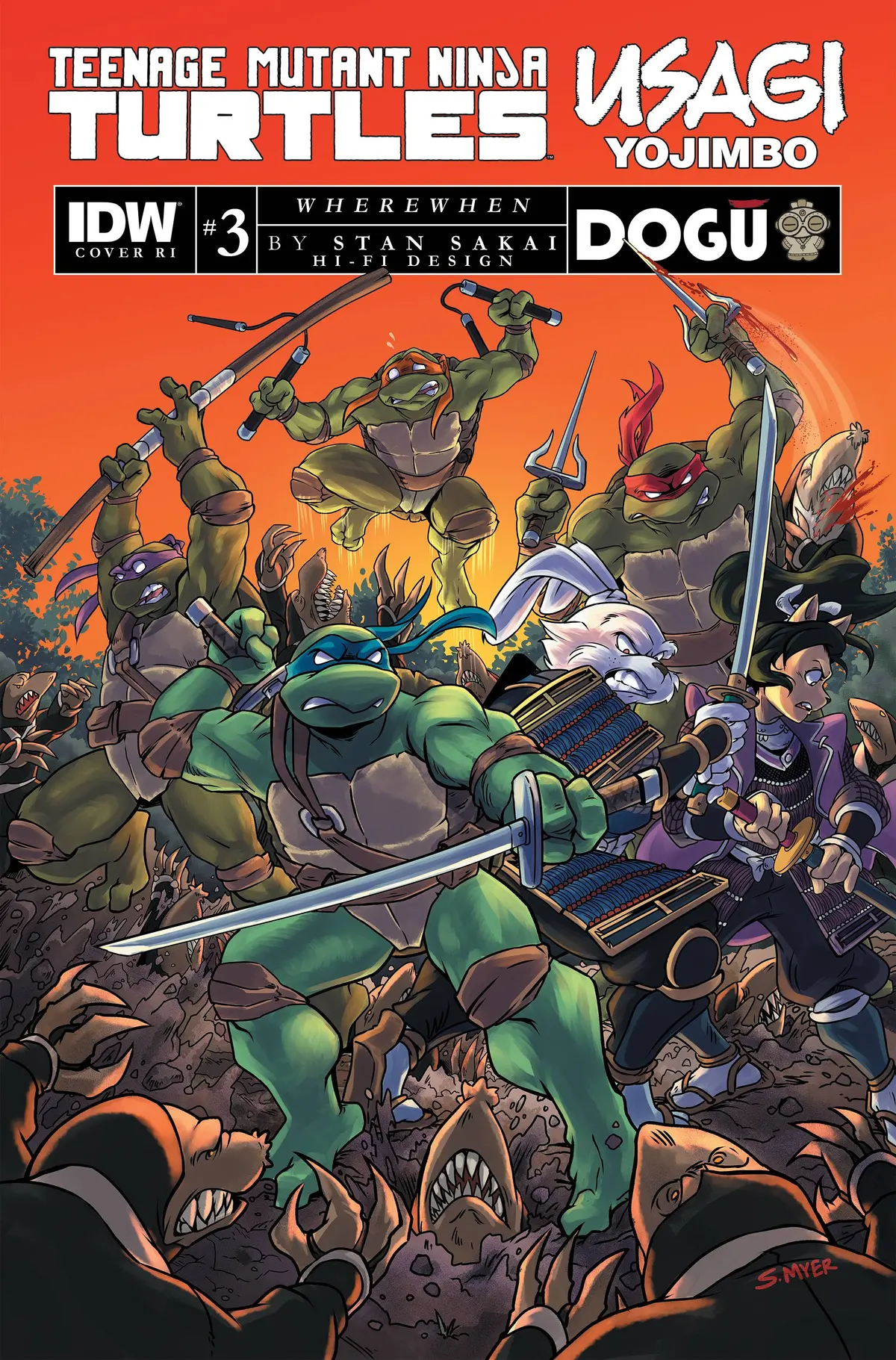 Tmnt Usagi Yojimbo Wherewhen #3 Cvr C 10 Copy Incv Myer (Damaged) 1