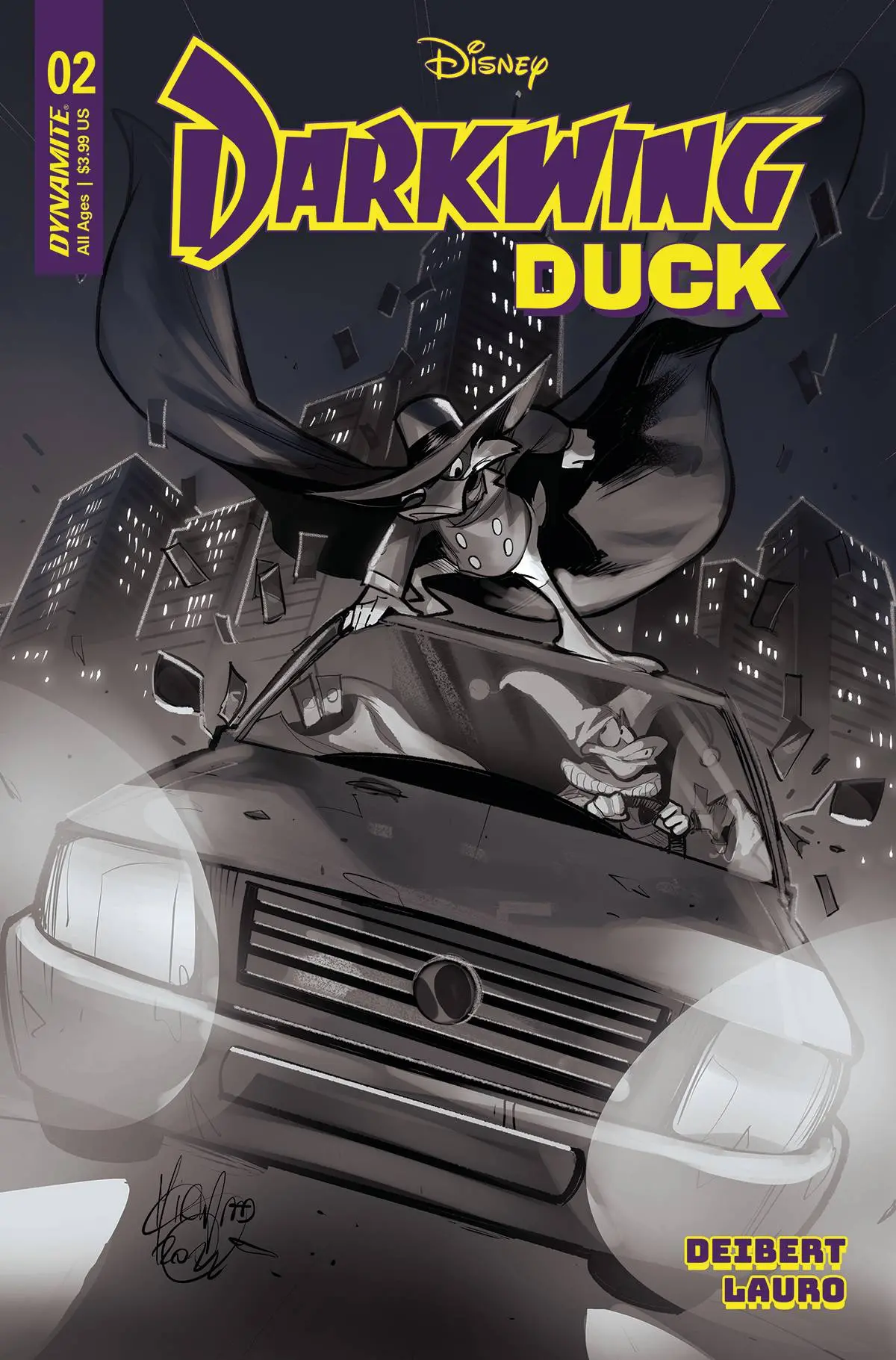 Darkwing Duck #2 Cvr Y 10 Copy Foc Incv Andolfo B&W 1