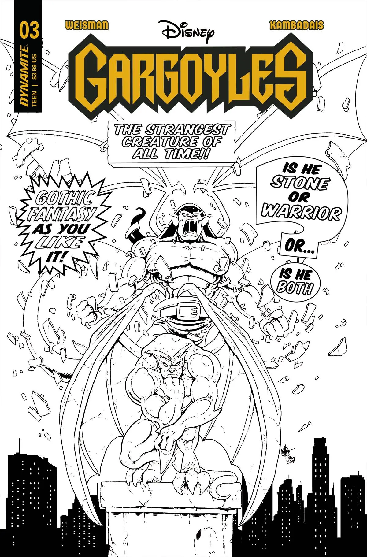 Gargoyles #3 Cvr W 7 Copy Foc Incv Haeser Line Art 1
