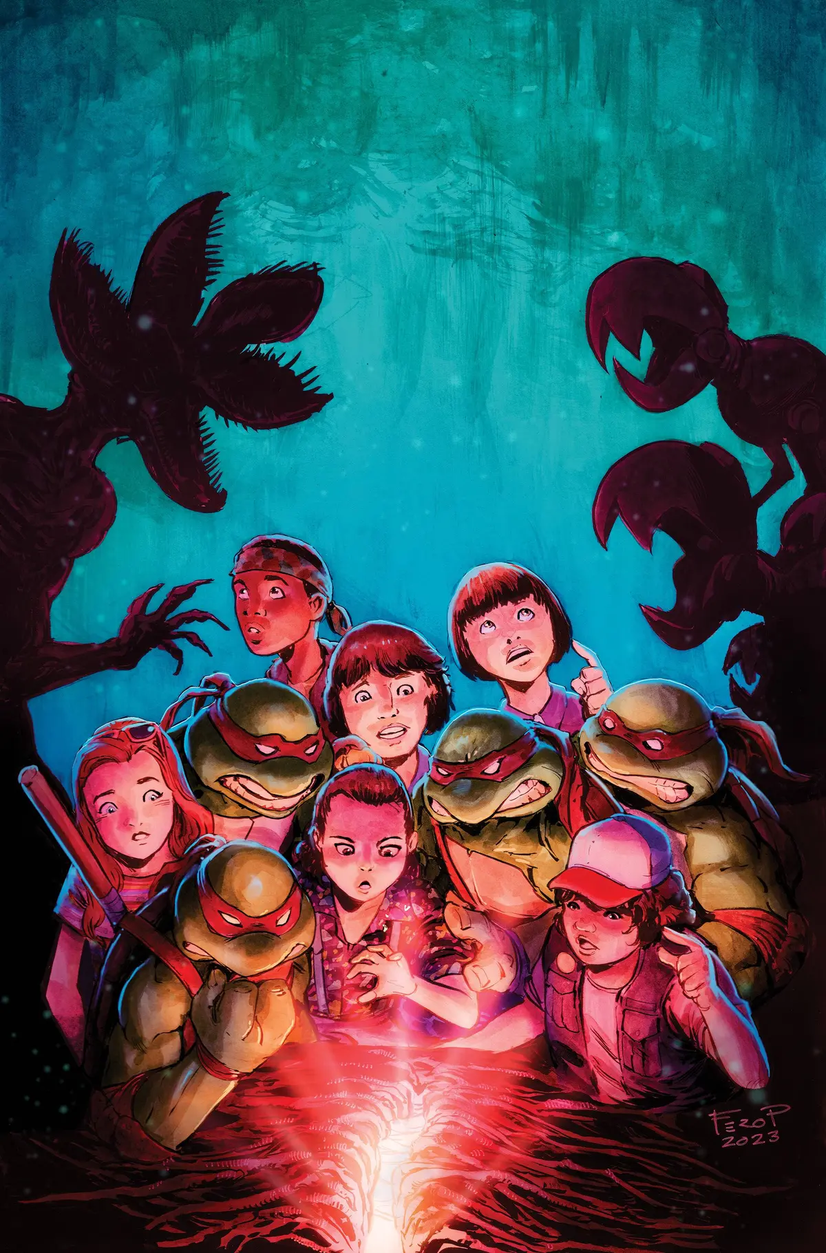 Tmnt X Stranger Things #2 Cvr E 25 Pe Full Art 1