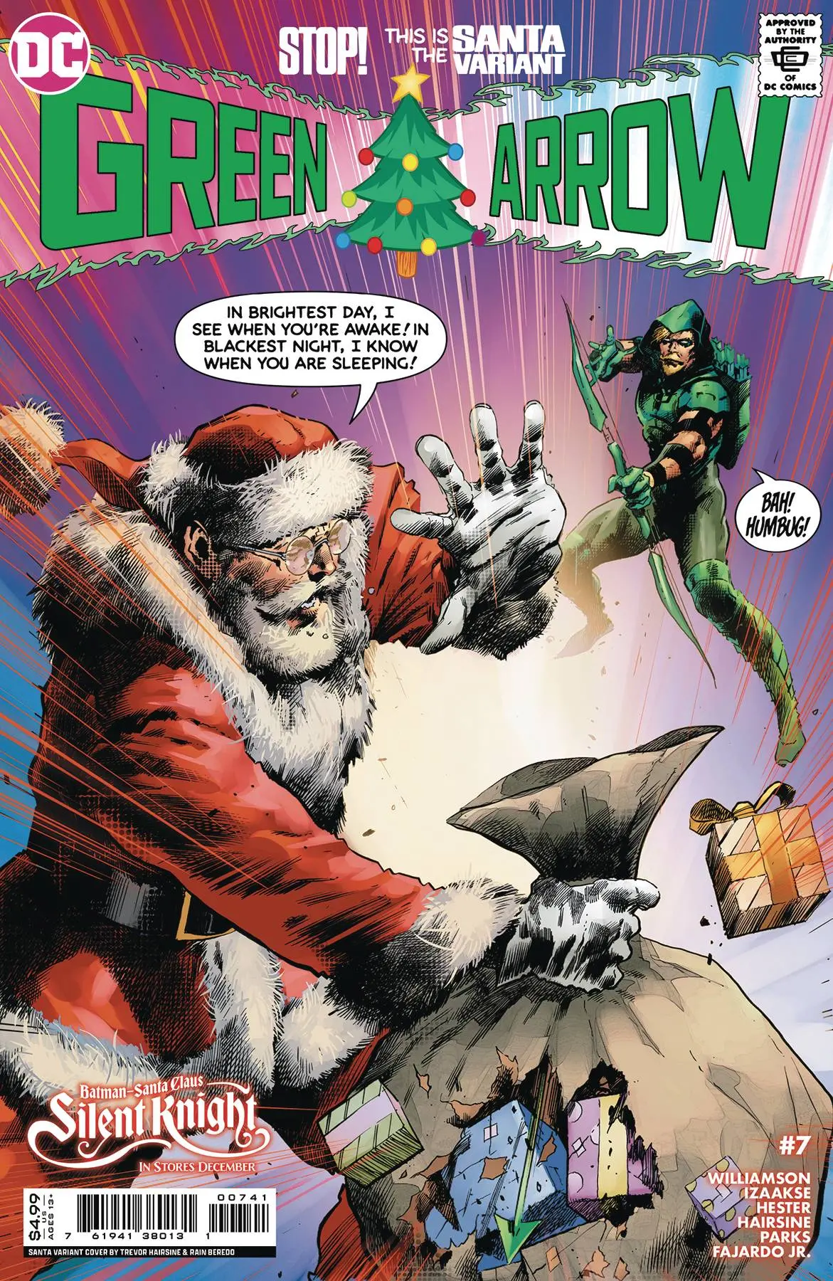 Green Arrow #7 (Of 12) Cvr C Trevor Hairsine Santa Card Stock Var 1
