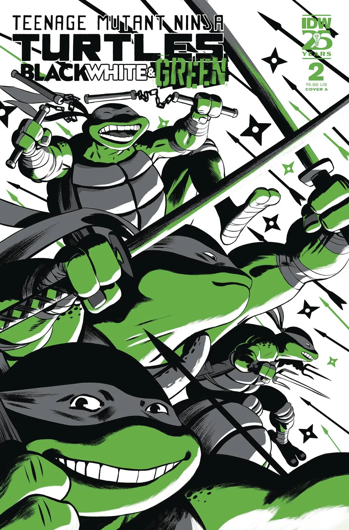 Tmnt Black White & Green #2 Cvr A Rodriguez 1
