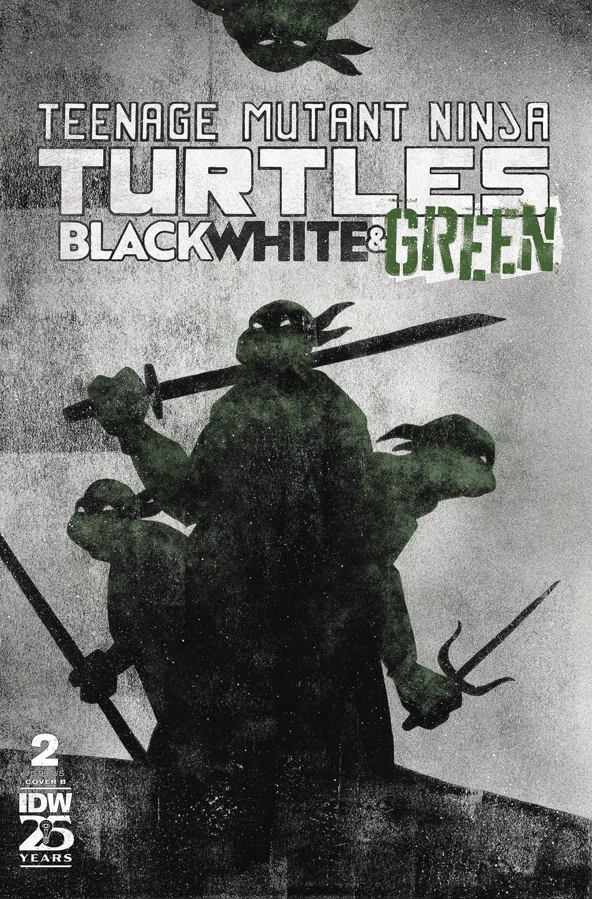 Tmnt Black White & Green #2 Cvr B Love 1
