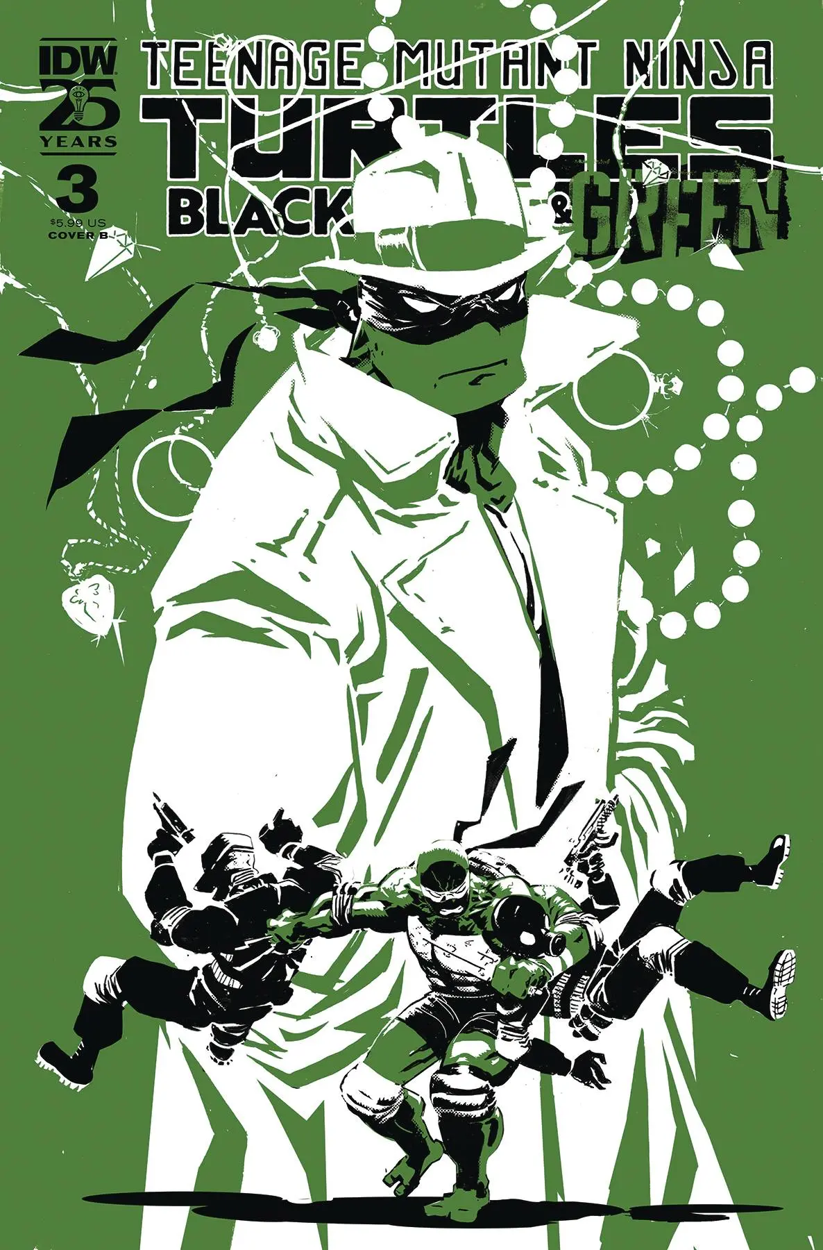 Tmnt Black White & Green #3 Cvr B Rossmo 1