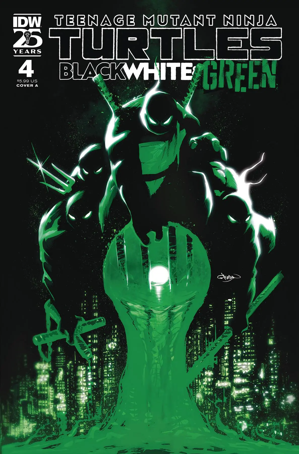 Tmnt Black White & Green #4 Cvr A Gleason 1