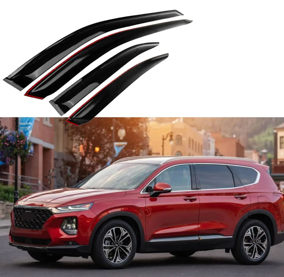 Rain Guard & Visor - Out-Channel Fits Hyundai Santafe ( 2019-2023 ) 1